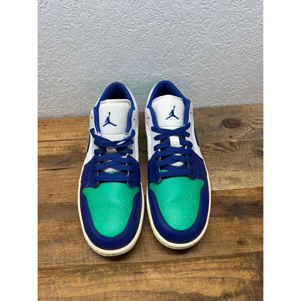Air Jordan 1 Low Lucky Green Deep Royal Blue White Sneakers DQ8422-301 - Picture 3 of 8